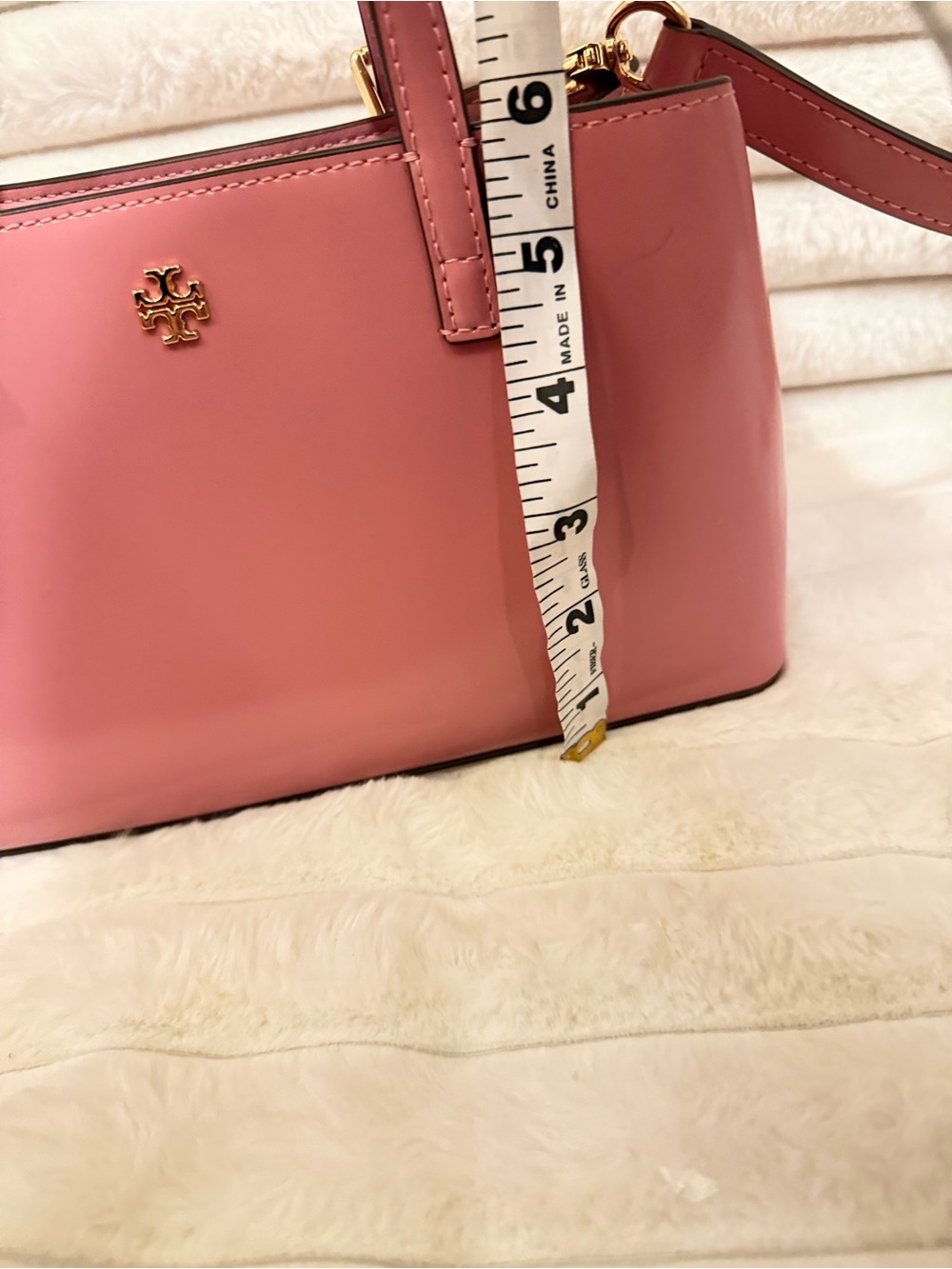 Tory Burch Rose Pink Leather Mini Satchel with Gold Hardware - Picture 10 of 11